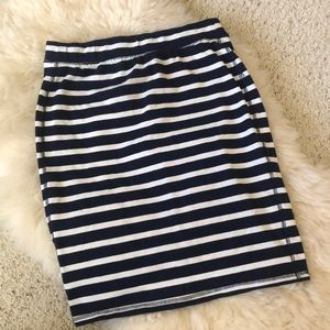 Elastic Striped Pencil Skirt